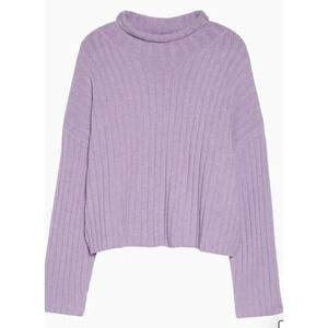 Open Edit Sweater Women’s Small Purple Turtleneck Wool Blend